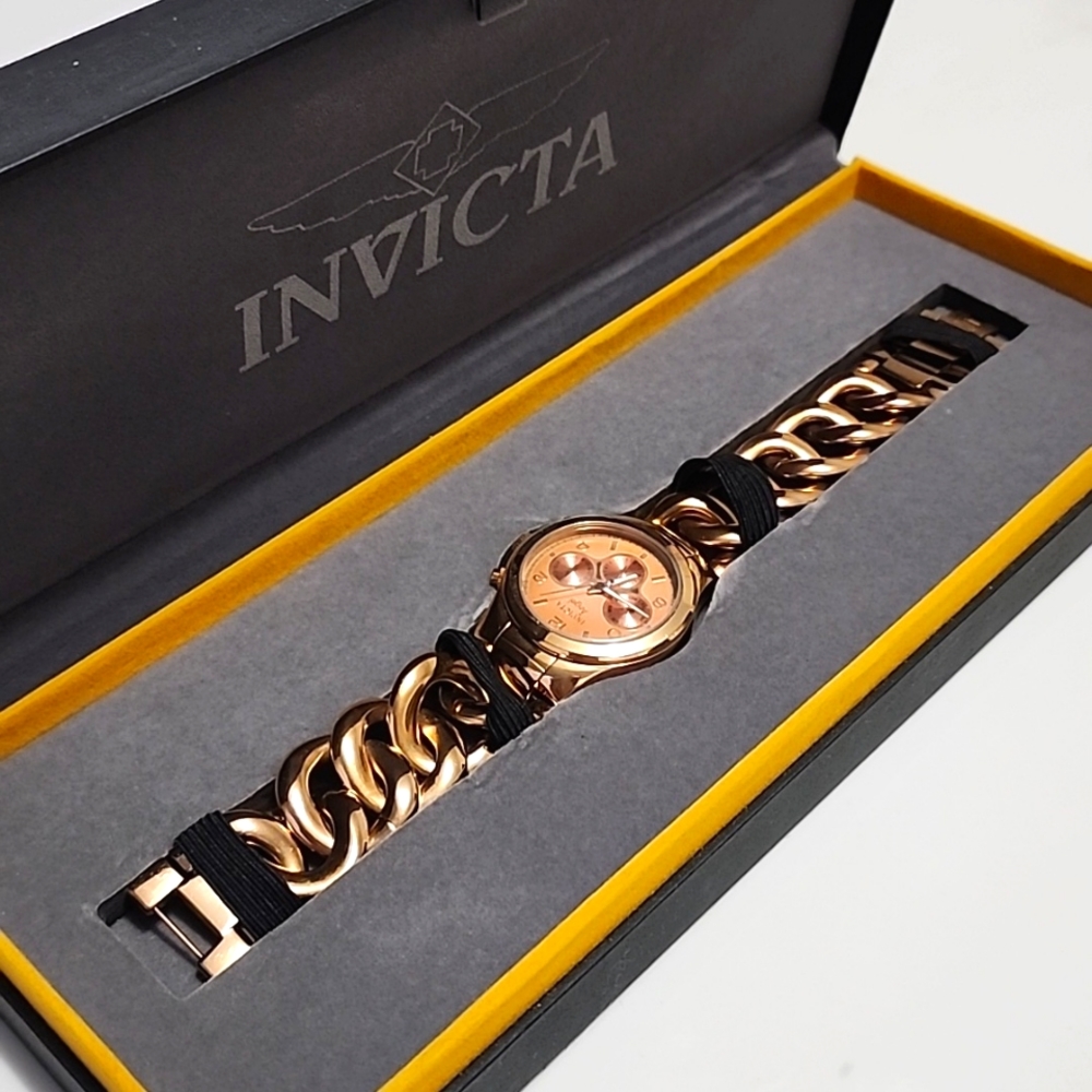 Invicta Angel Lady Rose Gold, Chunky Chain Women's Watch Quartz